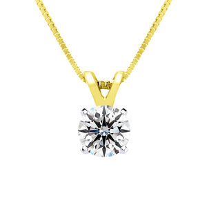 3/8 Carat Lab Grown Diamond Soltiaire Necklace In 14K Yellow Gold, 18 Inches